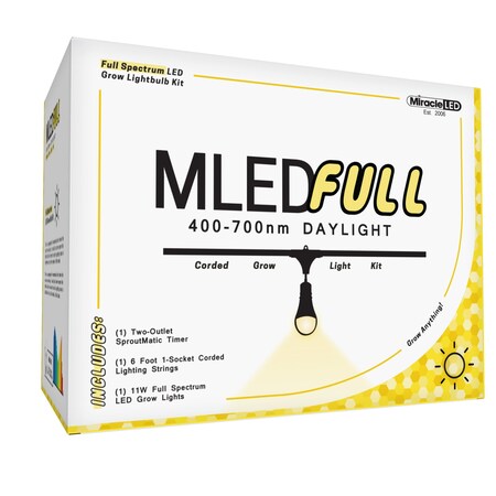 Miracle Led 1-Socket Nanometer Full Spectrum Grow Light Kit - 11W Replace 150W Grow Bulbs w/Timer 802310